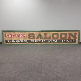 Large 2-piece movie set sign "Criterion Saloon" from 1970 "The Hawaiians" starring Charlton Heston -