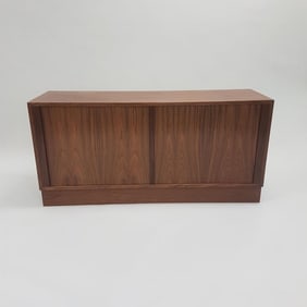 Danish modern rosewood veneer cabinet with tambour doors - 54 1/2" wide x 16 3/4" deep x 26 1/4"