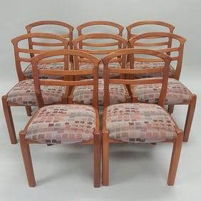 8 J.L. Moller-Hojbjerg Denmark dining chairs with upholstered seats