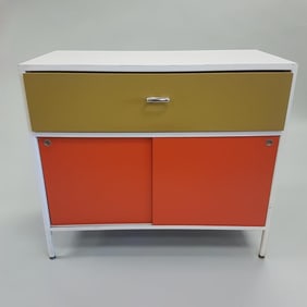 George Nelson for Herman Miller steel frame cabinet  with drawer and sliding doors - 32 1/2" wide x