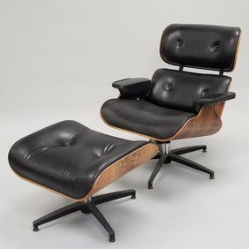 Charlton rosewood mid-century modern lounge chair & ottoman