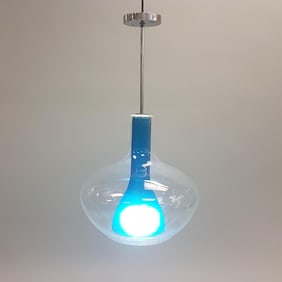 Karim Rashid and George Kavacs glass and chrome pendant ceiling light fixture - 30 1/2" overall