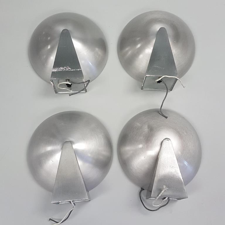4 Kurt Versen signed mid-century aluminum sconces 5" high x 10 3/4" long: 4 Kurt Versen signed mid-century aluminum sconces 5" high x 10 3/4" long