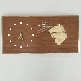 Mid-century horse motif clock - 16" x 32"