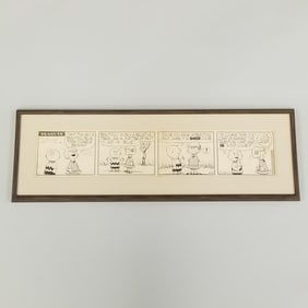 Charles Schulz original 4-panel framed daily strip comic - March 28, 1956 - 11" x 32 3/4" O.D.