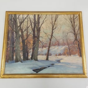 Emile Gruppe framed signed oil painting on canvas "Edge of the Forest" 33 1/2" x 39 1/2" O.D.