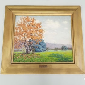 Edward B.(Burgess) Butler "December in California" framed signed and dated 1923 oil painting on