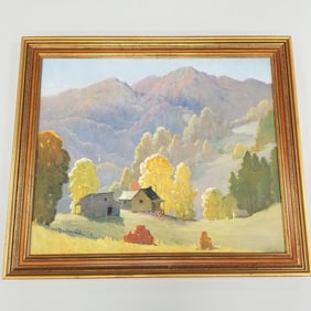 John A. Spelman framed signed painting on canvas "Ozark Mountain Autumn Sunshine" 35 1/2" x 41 3/4"