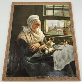 Antoine Silis framed signed & dated '84 oil painting on canvas - 39 3/4" x 48 3/4" O.D. (some