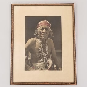 Roland Reed framed hand colored photogravure "Shepard of the Hills" Navajo - 14 3/4" x 18 3/4" O.D.