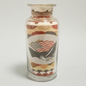 Andrew Clemens, attribution, sand art bottle- (1857 - 1894) McGregor, Iowa - **NO SHIPPING** -