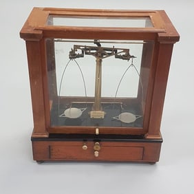 Christian Becker Inc. balance scale - Style 8a Rider Bal in case with original paper label - 16 1/2"