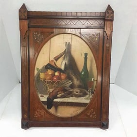 Oresta Costa framed oil painting on board - still life with pheasant and hare - 32 1/2" x 45 1/2"
