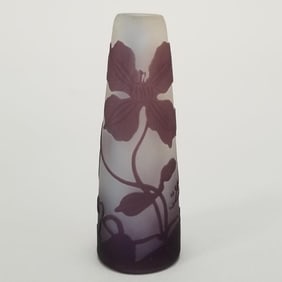 Galle etched purple cabinet vase - 4" high