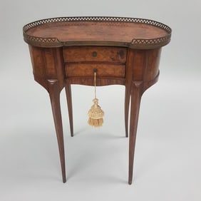 Antique French inlaid stand - 23" wide x 29" high x 13" deep (as seen - veneer repairs)