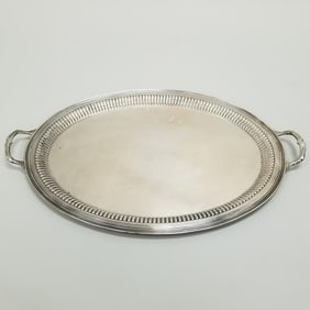 Dunkirk large sterling oval tray with handles - approx. 27 1/4" x 18 1/2" - 101 troy oz.