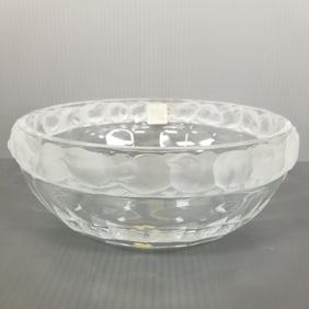Crystal signed Lalique France Mesange 10" bowl