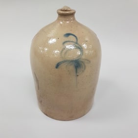 3 gallon Red Wing salt glaze beehive stoneware jug with blue decoration & turkey droppings - 14 1/2"