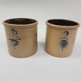 Two - 2 gallon bee sting decorated crocks (minor chips)