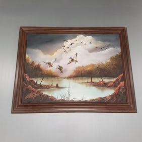 David E. Krech original oil painting on board "Magenta Evening" with C.O.A. - 44 1/2" x 56 1/2" O.D.