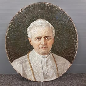 Fine antique Italian mosaic - religious figure - 19" x 22 1/2" x 1 1/8" deep