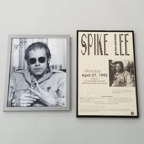 Elton John autograph photo & Spike Lee autographed 1992 poster - 11 1/4" x 17 1/4" O.D. largest