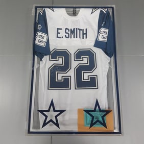 Emmitt Smith, Dallas Cowboys, framed autographed jersey with COA - 23 3/4" x 35 3/4" O.D.