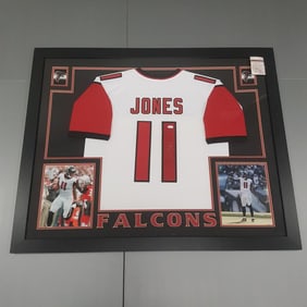 Julio Jones, Atlanta Falcons, framed autographed jersey with COA - JSA - 43 1/2" x 35 1/2" O.D.