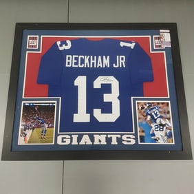 Odell Beckham, Jr. , New York Giants, framed autographed jersey with COA - JSA- 43 1/2" x 35 3/4"