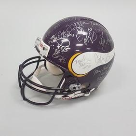 Minnesota Vikings autographed team helmet in case with COA - including Moss, Culpepper, Cunningham,