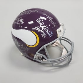 Minnesota Vikings Hall of Fame autographed helmet in case including Tarkenton, Eller, Doleman, etc.