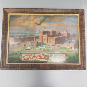Antique Jacob Schmidt Brewing Co. tin litho factory sign- 46"x 34" OD