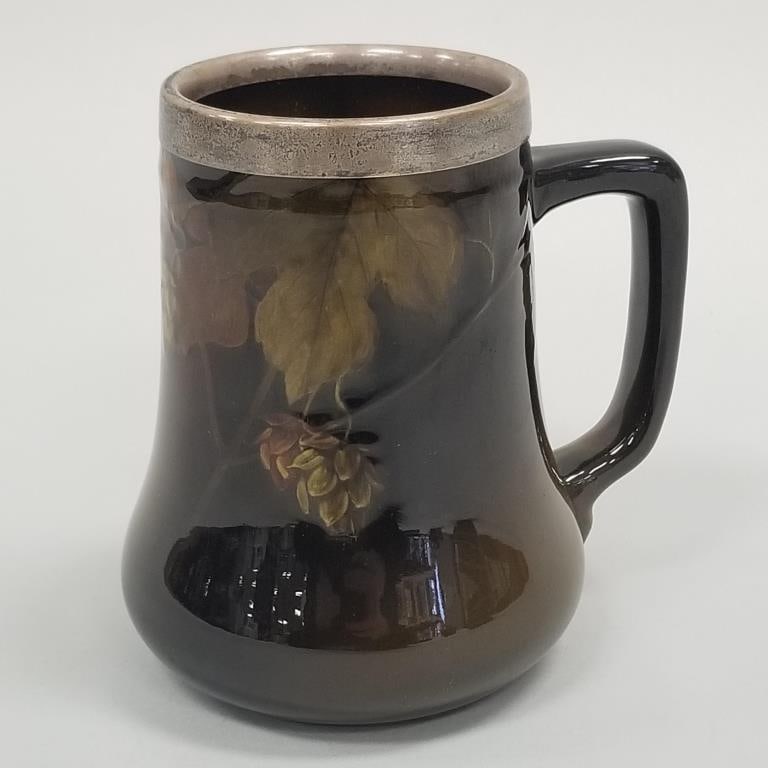 Rookwood early decorated handled mug with sterling trim - 1898 - 5" high (1 of 9)