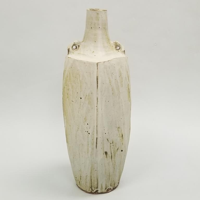 Warren Mackenzie tall faceted 2 handled vase - not stamped - 18" high (1 of 12)