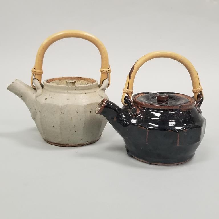 2 Warren Mackenzie lidded teapots - not stamped - 7 1/2" tall including handle (1 of 10)