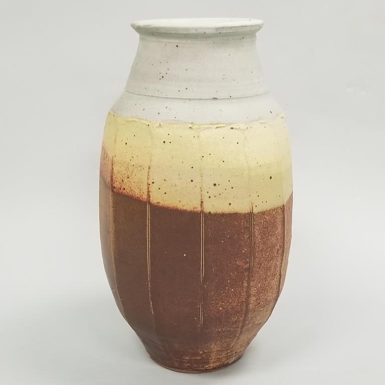 Warren Mackenzie 3-color tall faceted vase - not stamped - 15 3/4" high (1 of 11)