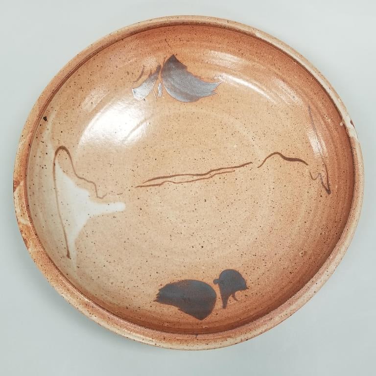 Warren Mackenzie shino glaze large bowl with decoration - not stamped - 18 1/4" diameter (1 of 9)