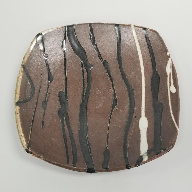 Randy Johnston square footed decorated tray - stamped - 12" x 12" x 2 1/8" high (1 of 7)