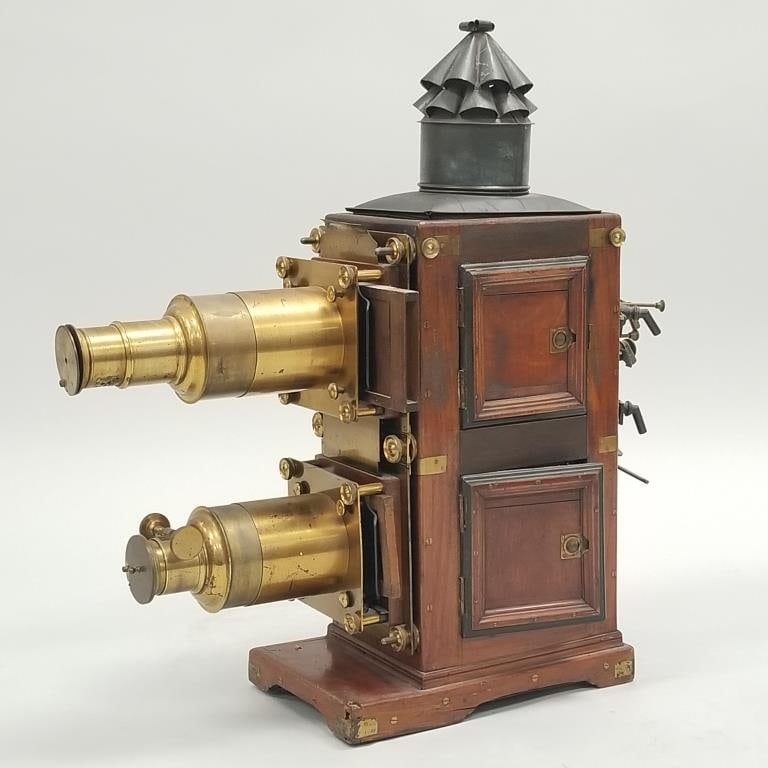 Antique large gas operated double lens slide projector (untested & may be incomplete) - 27" W x 28" (1 of 14)