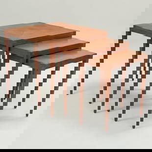 Paul McCobb Directional for Calvin Furniture Co. set of 3 nesting tables with wood inlay - 20" x 20": Paul McCobb Directional for Calvin Furniture Co. set of 3 nesting tables with wood inlay - 20" x 20" x 20" high tallest