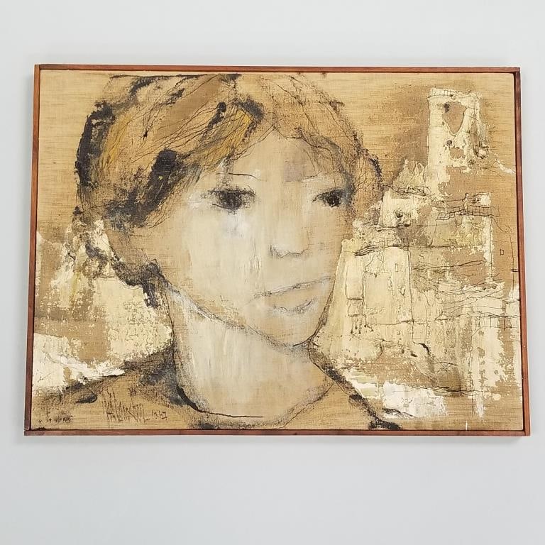 Gino Hollander signed framed oil painting on canvas: 10-67 - 18 1/2" x 24 1/2" O.D. (1 of 9)