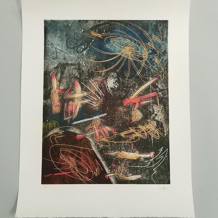Roberto Matta pencil signed & numbered etching 18/100 - unframed - paper size approx. 20 1/2" x 26 (1 of 8)