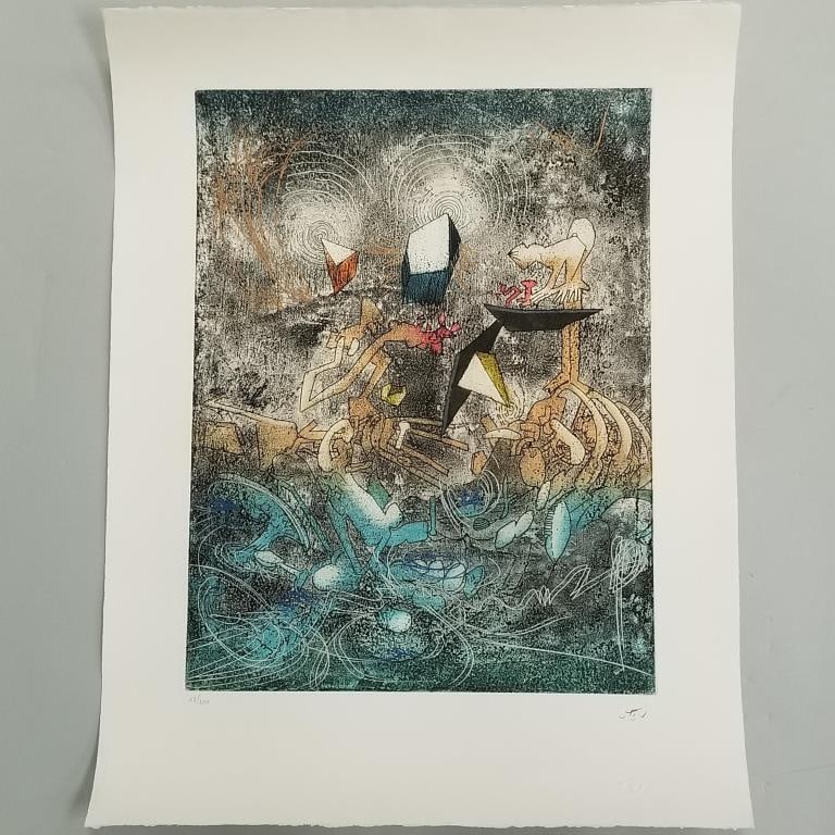 Roberto Matta pencil signed & numbered etching 18/100 - unframed - paper size approx. 20 1/2" x 26 (1 of 9)