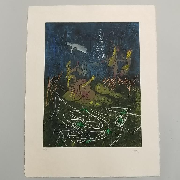 Roberto Matta pencil signed & numbered etching EA 4/10 - unframed - paper size approx. 20 1/2" x 26 (1 of 8)