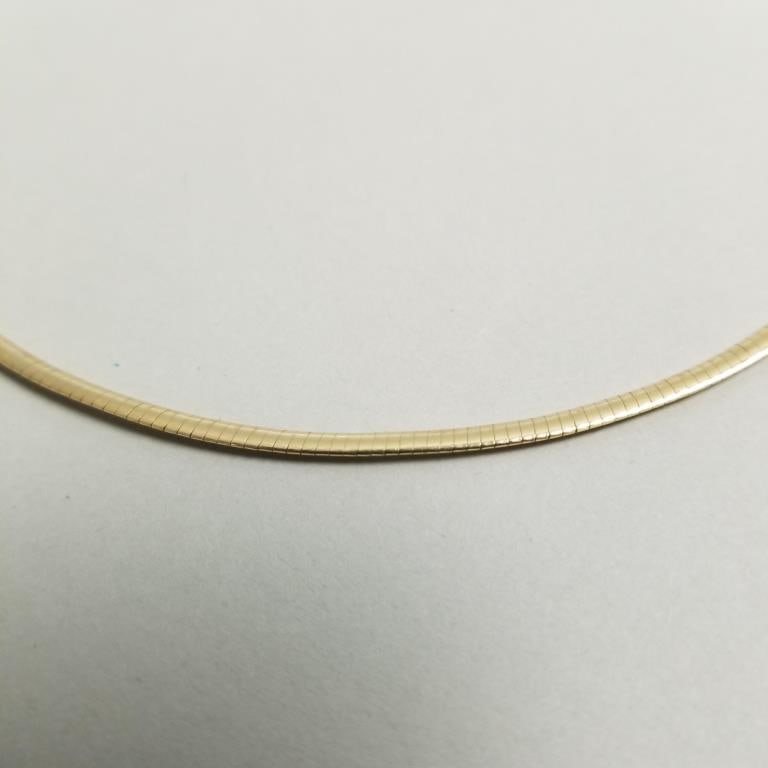 10K Omega style necklace 6.8 grams - 16" long (bent): 10K Omega style necklace 6.8 grams - 16" long (bent)