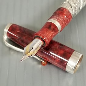 Montegrappa 1912 Oriental Zodiac Collection 2000 Dragon fountain pen: sterling silver overlay on