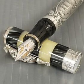 Montegrappa 1912 Amerigo Vespucci Ltd. Ed. 1931 sterling silver fountain pen: 2-tone resin cap & 18k