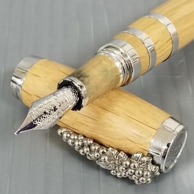 Montegrappa Italia fountain pen: wood & silvertone grapes w/ 18k gold nib, #034/100 w/ boxes (some