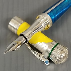 Montegrappa Italia Pele Heritage fountain pen: Brazilian flag colors & sterling silver w/ 18k gold