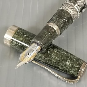 Montegrappa 1912 Oriental Zodiac Collection 2004 monkey fountain pen: sterling silver & green